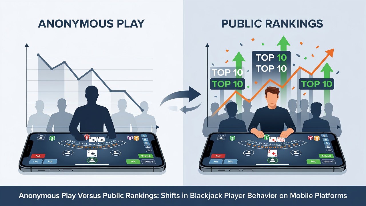 Chart comparing anonymous versus ranked session lengths on mobile blackjack platforms