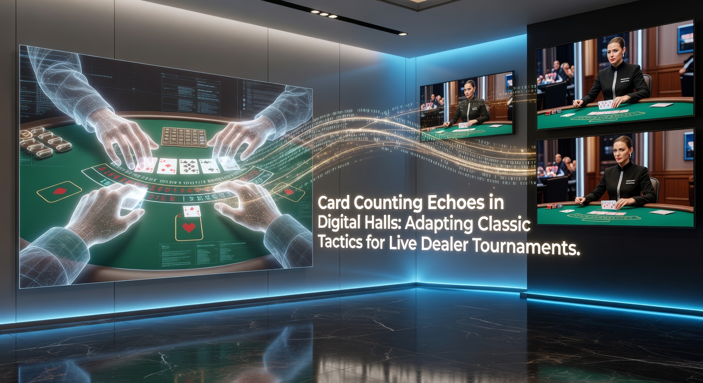 Digital display of a Hi-Lo card counting chart overlaid on a live dealer blackjack tournament interface, showing positive and negative counts