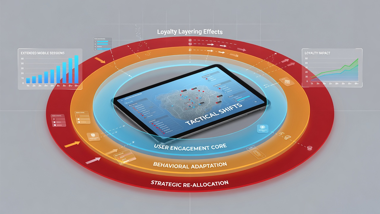 Analytics dashboard showing loyalty tier progression and betting pattern changes in mobile blackjack