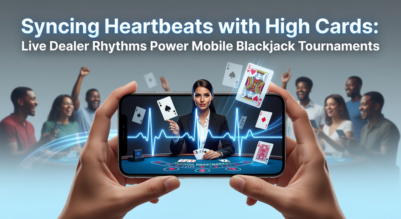Live dealer at a mobile blackjack tournament table, cards flying in real-time action with players synced via screens